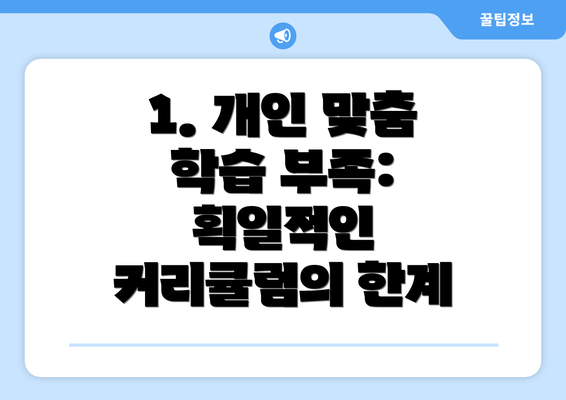 1. 개인 맞춤 학습 부족: 획일적인 커리큘럼의 한계