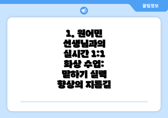 1. 원어민 선생님과의 실시간 1:1 화상 수업: 말하기 실력 향상의 지름길