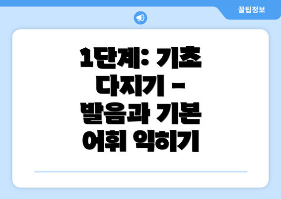 1단계: 기초 다지기 - 발음과 기본 어휘 익히기