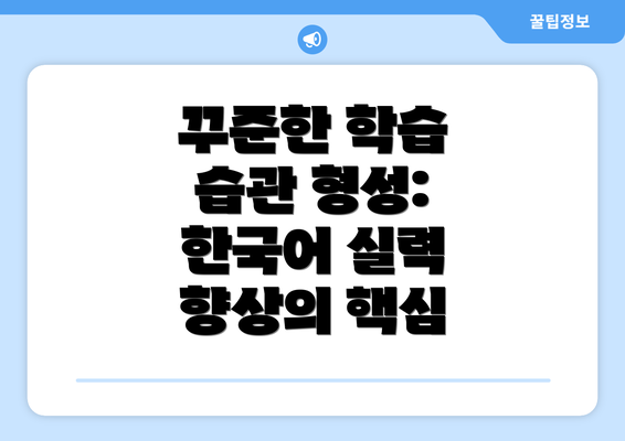 꾸준한 학습 습관 형성: 한국어 실력 향상의 핵심