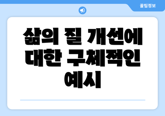 삶의 질 개선에 대한 구체적인 예시