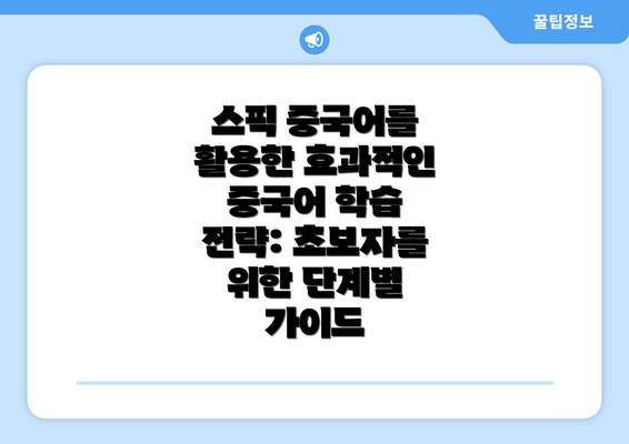 스픽 중국어를 활용한 효과적인 중국어 학습 전략: 초보자를 위한 단계별 가이드