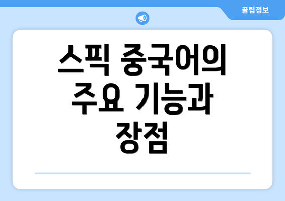 스픽 중국어의 주요 기능과 장점