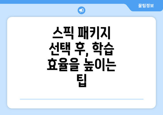 스픽 패키지 선택 후, 학습 효율을 높이는 팁
