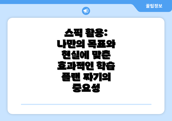 스픽 활용: 나만의 목표와 현실에 맞춘 효과적인 학습 플랜 짜기의 중요성