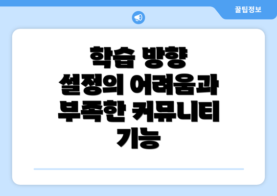 학습 방향 설정의 어려움과 부족한 커뮤니티 기능