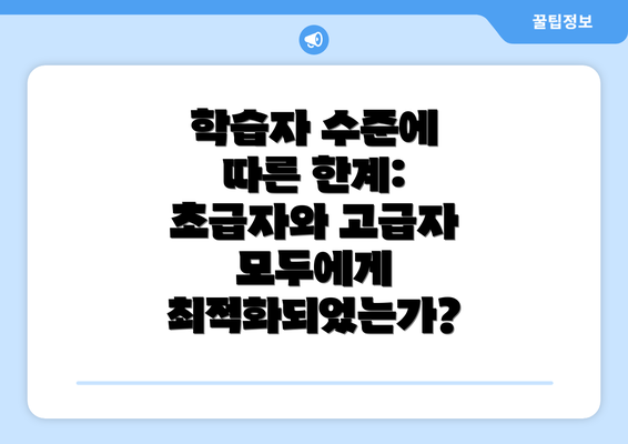 학습자 수준에 따른 한계: 초급자와 고급자 모두에게 최적화되었는가?
