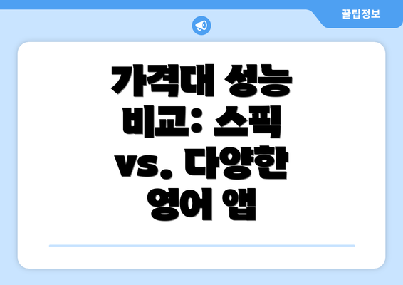 가격대 성능 비교: 스픽 vs. 다양한 영어 앱