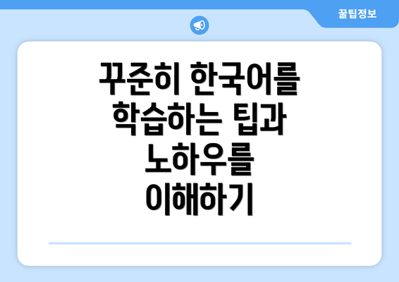 꾸준히 한국어를 학습하는 팁과 노하우를 이해하기