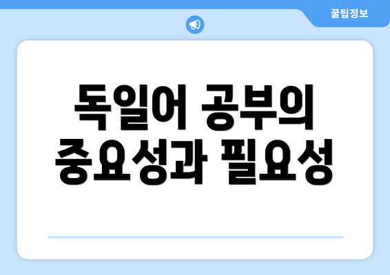독일어 공부의 중요성과 필요성