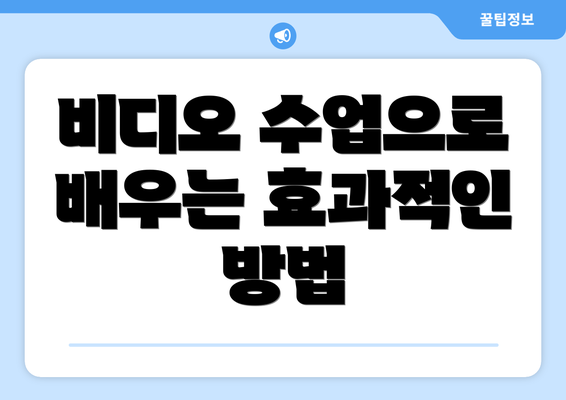 비디오 수업으로 배우는 효과적인 방법