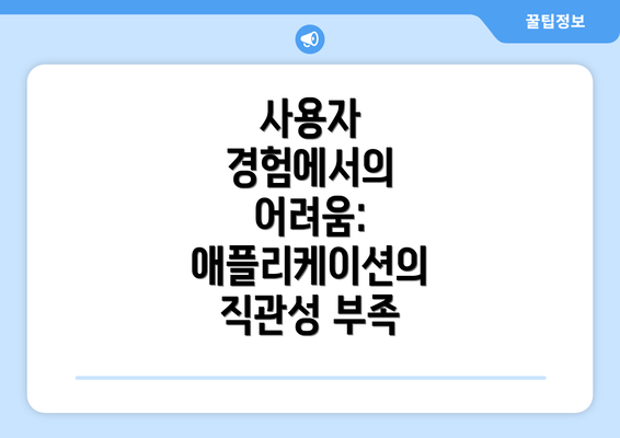 사용자 경험에서의 어려움: 애플리케이션의 직관성 부족
