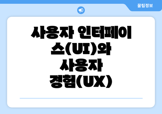 사용자 인터페이스(UI)와 사용자 경험(UX)
