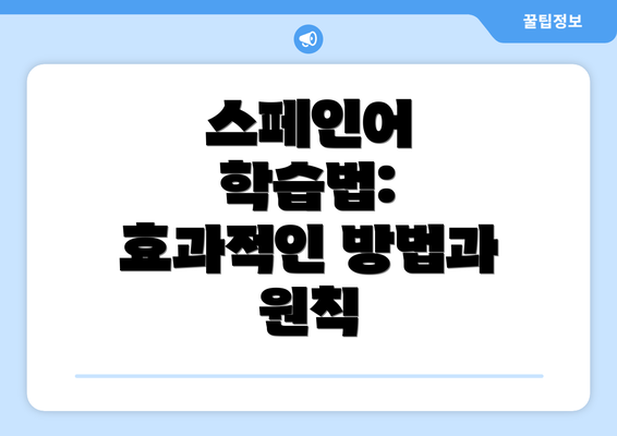 스페인어 학습법: 효과적인 방법과 원칙