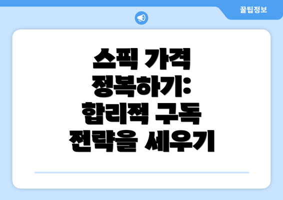 스픽 가격 정복하기: 합리적 구독 전략을 세우기
