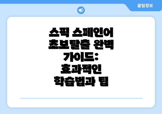 스픽 스페인어 초보탈출 완벽 가이드: 효과적인 학습법과 팁