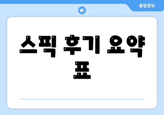 스픽 후기 요약 표