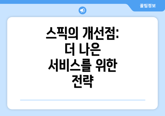 스픽의 개선점: 더 나은 서비스를 위한 전략