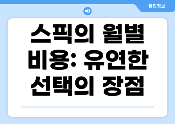 스픽의 월별 비용: 유연한 선택의 장점