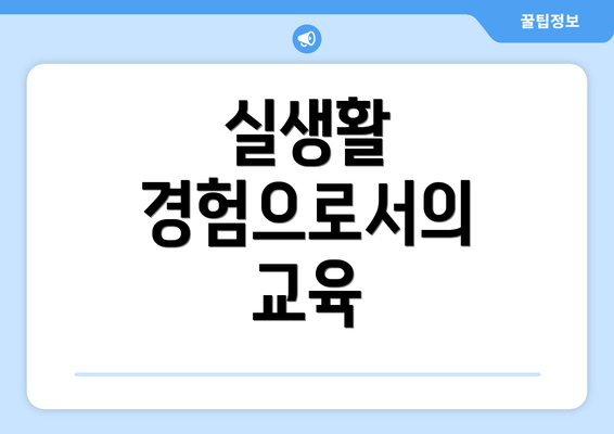 실생활 경험으로서의 교육