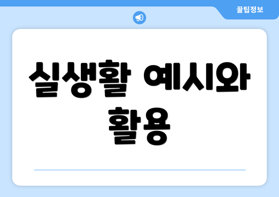 실생활 예시와 활용