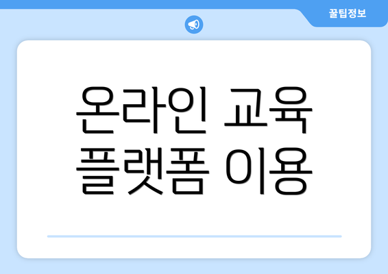 온라인 교육 플랫폼 이용