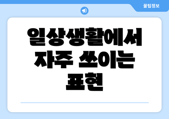 일상생활에서 자주 쓰이는 표현