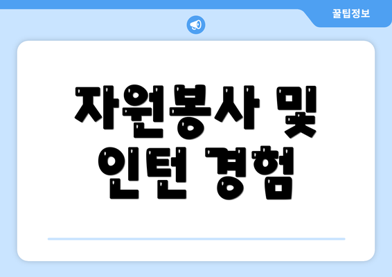 자원봉사 및 인턴 경험