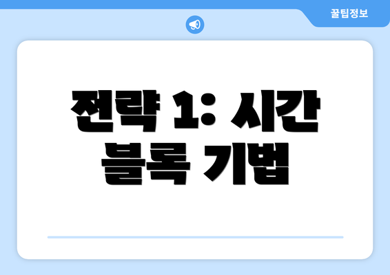 전략 1: 시간 블록 기법