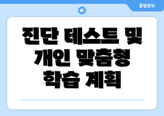 진단 테스트 및 개인 맞춤형 학습 계획