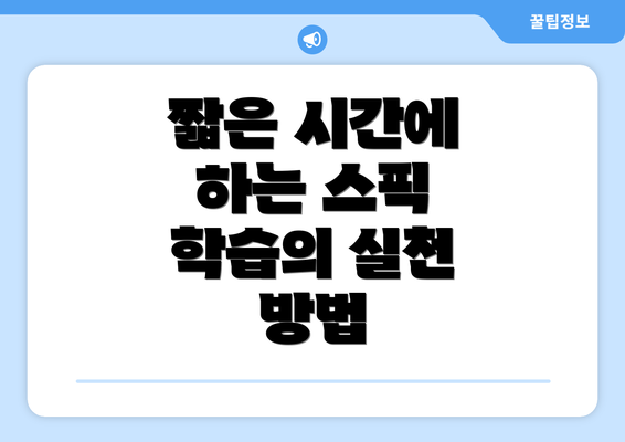 짧은 시간에 하는 스픽 학습의 실천 방법