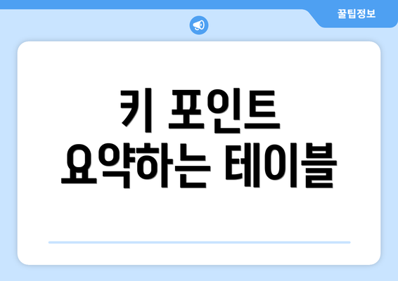 키 포인트 요약하는 테이블