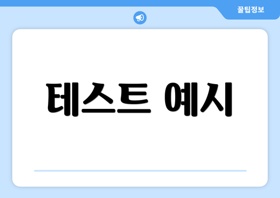 테스트 예시