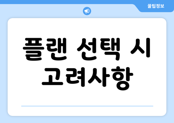 플랜 선택 시 고려사항