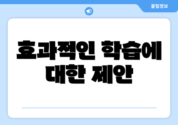 효과적인 학습에 대한 제안