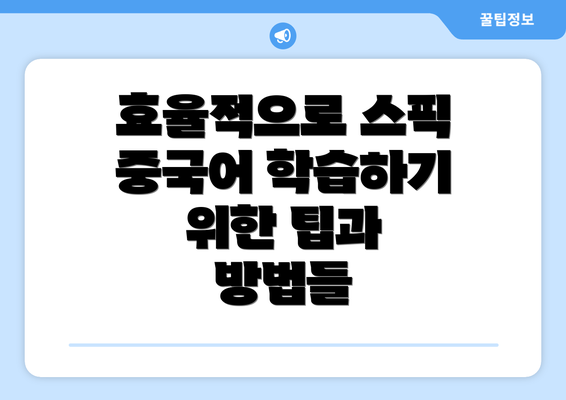 효율적으로 스픽 중국어 학습하기 위한 팁과 방법들