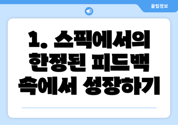 1. 스픽에서의 한정된 피드백 속에서 성장하기