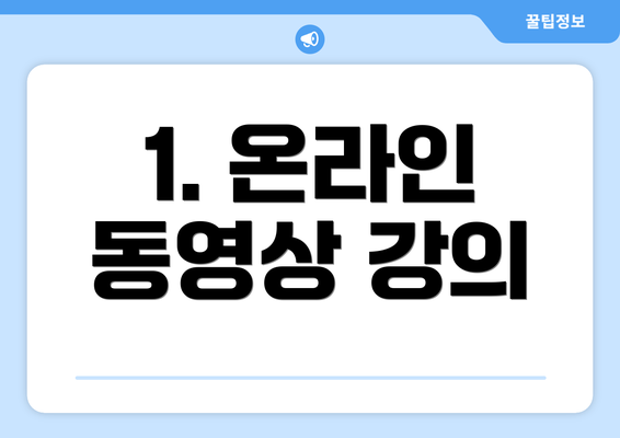 1. 온라인 동영상 강의