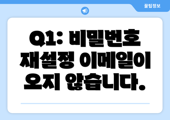 Q1: 비밀번호 재설정 이메일이 오지 않습니다.