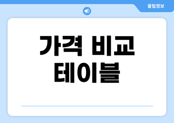 가격 비교 테이블