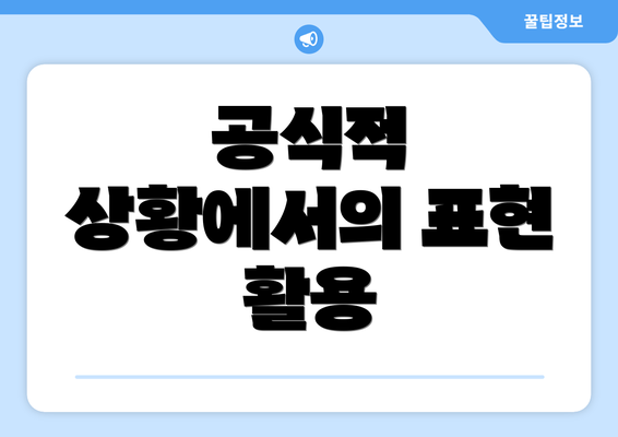 공식적 상황에서의 표현 활용