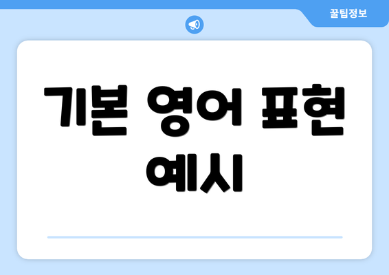기본 영어 표현 예시