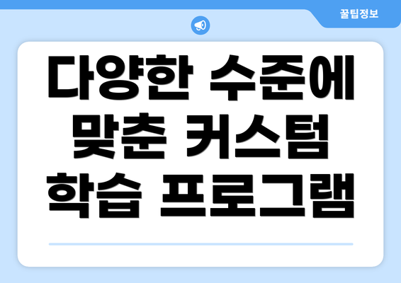 다양한 수준에 맞춘 커스텀 학습 프로그램