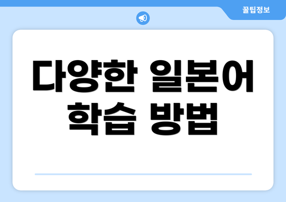 다양한 일본어 학습 방법