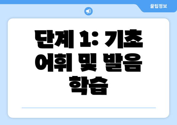 단계 1: 기초 어휘 및 발음 학습