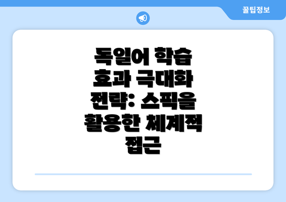 독일어 학습 효과 극대화 전략: 스픽을 활용한 체계적 접근