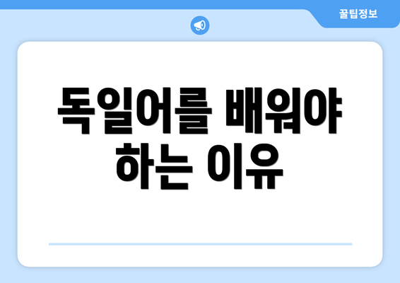 독일어를 배워야 하는 이유