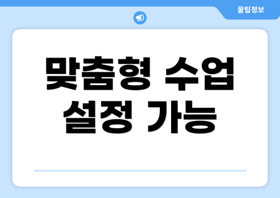 맞춤형 수업 설정 가능