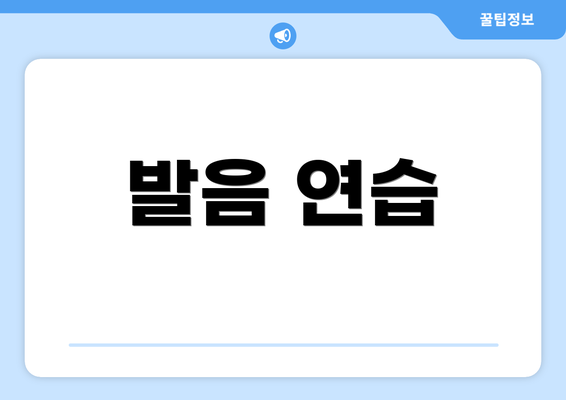 발음 연습
