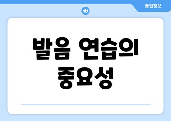 발음 연습의 중요성